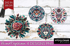 Boho Animal Keychain PNG - Mandala Keychain Sublimation Product Image 1