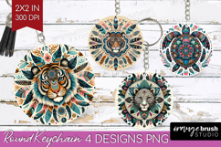 Boho Animal Keychain PNG - Mandala Keychain Sublimation Product Image 1