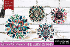 Boho Animal Keychain PNG - Mandala Keychain Sublimation Product Image 1
