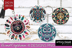 Boho Animal Keychain PNG - Mandala Keychain Sublimation Product Image 1