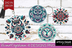 Boho Animal Keychain PNG - Mandala Keychain Sublimation Product Image 1