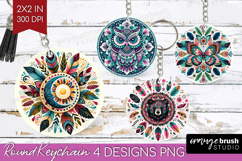Boho Animal Keychain PNG - Mandala Keychain Sublimation Product Image 1