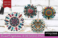 Boho Animal Keychain PNG - Mandala Keychain Sublimation Product Image 1