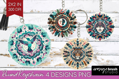 Boho Animal Keychain PNG - Mandala Keychain Sublimation Product Image 1
