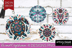 Boho Animal Keychain PNG - Mandala Keychain Sublimation Product Image 1