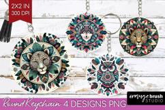 Boho Animal Keychain PNG - Mandala Keychain Sublimation Product Image 1