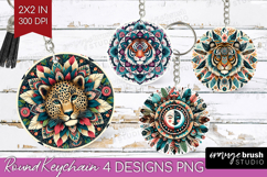 Boho Animal Keychain PNG - Mandala Keychain Sublimation Product Image 1