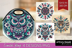 Boho Animal Lunch Bag - Mandala Lunch Bug PNG Sublimation Product Image 1