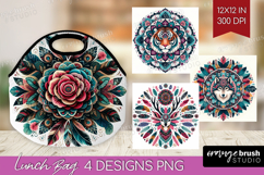 Boho Animal Lunch Bag - Mandala Lunch Bug PNG Sublimation Product Image 1