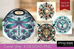 Boho Animal Lunch Bag - Mandala Lunch Bug PNG Sublimation Product Image 1
