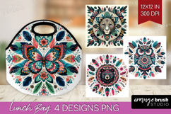 Boho Animal Lunch Bag - Mandala Lunch Bug PNG Sublimation Product Image 1