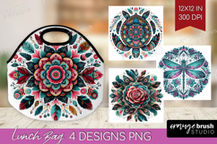 Boho Animal Lunch Bag - Mandala Lunch Bug PNG Sublimation Product Image 1