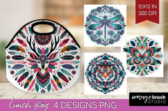Boho Animal Lunch Bag - Mandala Lunch Bug PNG Sublimation Product Image 1