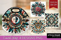 Boho Animal Lunch Bag - Mandala Lunch Bug PNG Sublimation Product Image 1