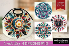 Boho Animal Lunch Bag - Mandala Lunch Bug PNG Sublimation Product Image 1