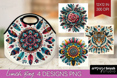 Boho Animal Lunch Bag - Mandala Lunch Bug PNG Sublimation Product Image 1