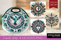 Boho Animal Lunch Bag - Mandala Lunch Bug PNG Sublimation Product Image 1