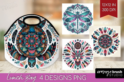Boho Animal Lunch Bag - Mandala Lunch Bug PNG Sublimation Product Image 1