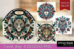 Boho Animal Lunch Bag - Mandala Lunch Bug PNG Sublimation Product Image 1