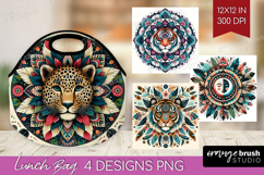 Boho Animal Lunch Bag - Mandala Lunch Bug PNG Sublimation Product Image 1