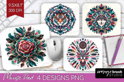 Boho Animal Mouse Pad Sublimation - Mandala Mousepad PNG Product Image 1