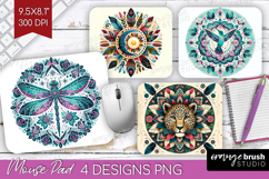 Boho Animal Mouse Pad Sublimation - Mandala Mousepad PNG Product Image 1