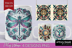 Boho Animal Mug Wrap - Mandala Mug PNG Sublimation Product Image 1