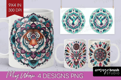 Boho Animal Mug Wrap - Mandala Mug PNG Sublimation Product Image 1
