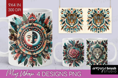Boho Animal Mug Wrap - Mandala Mug PNG Sublimation Product Image 1