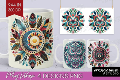 Boho Animal Mug Wrap - Mandala Mug PNG Sublimation Product Image 1