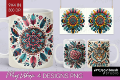 Boho Animal Mug Wrap - Mandala Mug PNG Sublimation Product Image 1