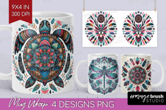 Boho Animal Mug Wrap - Mandala Mug PNG Sublimation Product Image 1