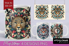Boho Animal Mug Wrap - Mandala Mug PNG Sublimation Product Image 1