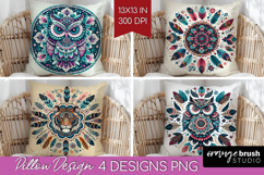 Boho Animal Pillow Sublimation - Mandala Pillow Cover PNG Product Image 1
