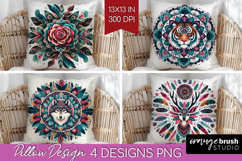Boho Animal Pillow Sublimation - Mandala Pillow Cover PNG Product Image 1