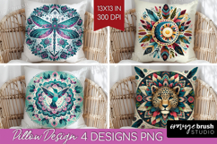 Boho Animal Pillow Sublimation - Mandala Pillow Cover PNG Product Image 1