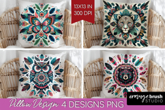Boho Animal Pillow Sublimation - Mandala Pillow Cover PNG Product Image 1