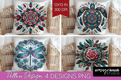 Boho Animal Pillow Sublimation - Mandala Pillow Cover PNG Product Image 1