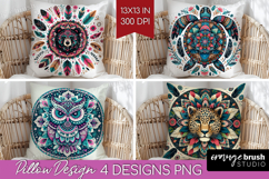 Boho Animal Pillow Sublimation - Mandala Pillow Cover PNG Product Image 1