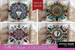 Boho Animal Pillow Sublimation - Mandala Pillow Cover PNG Product Image 1