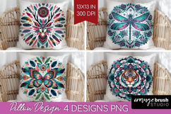 Boho Animal Pillow Sublimation - Mandala Pillow Cover PNG Product Image 1