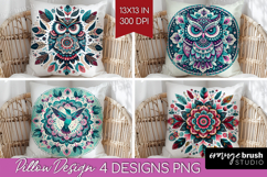 Boho Animal Pillow Sublimation - Mandala Pillow Cover PNG Product Image 1