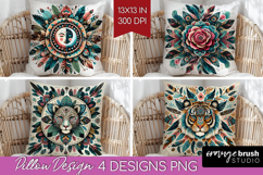 Boho Animal Pillow Sublimation - Mandala Pillow Cover PNG Product Image 1