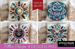 Boho Animal Pillow Sublimation - Mandala Pillow Cover PNG Product Image 1