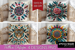 Boho Animal Pillow Sublimation - Mandala Pillow Cover PNG Product Image 1