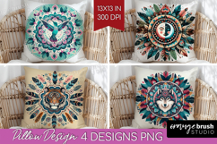 Boho Animal Pillow Sublimation - Mandala Pillow Cover PNG Product Image 1