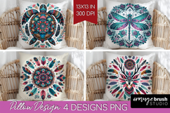 Boho Animal Pillow Sublimation - Mandala Pillow Cover PNG Product Image 1