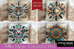 Boho Animal Pillow Sublimation - Mandala Pillow Cover PNG Product Image 1