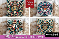 Boho Animal Pillow Sublimation - Mandala Pillow Cover PNG Product Image 1