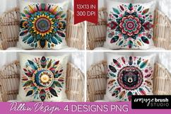 Boho Animal Pillow Sublimation - Mandala Pillow Cover PNG Product Image 1